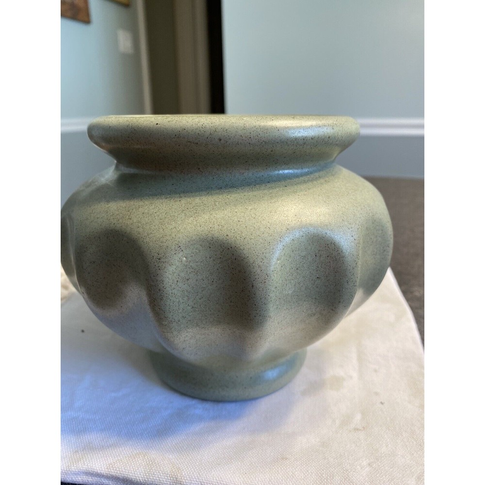 Vintage Haeger USA Green Speckled Pottery Flower Vase Planter